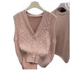 Весенне-осенний женский вязаный кардиган-жилет с V-образным вырезом, женская верхняя одежда, маленькая майка