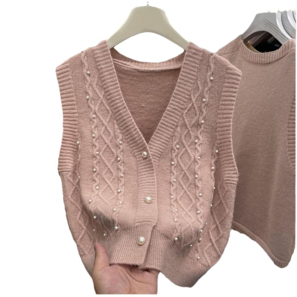 Весенне-осенний женский вязаный кардиган-жилет с V-образным вырезом, женская верхняя одежда, маленькая майка