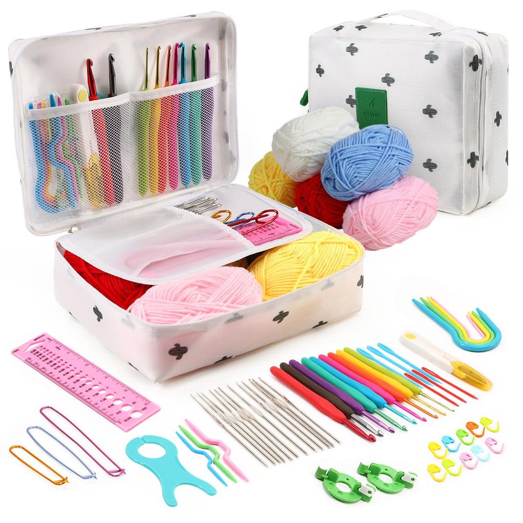 Beginner Crochet Kit with Multi-color Storage Bag and Yarn Accessories