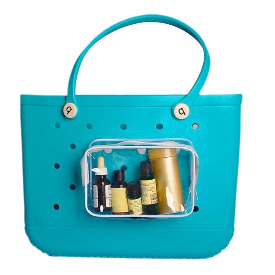 Beach Tote Bag with Insert Hooks Accessories Water-Resistant Sand-proof Transparent Cosmetic Travel Pouch Beach Bag for Bogg Bag