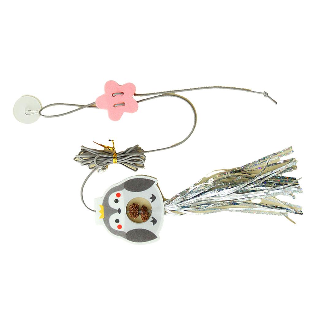 Веревочная игрушка для кошки, подвесная на дверь, перьевая игрушка, эластичная, выдвижная, привлекательная игрушка-дразнилка для кошки, маленький пингвин