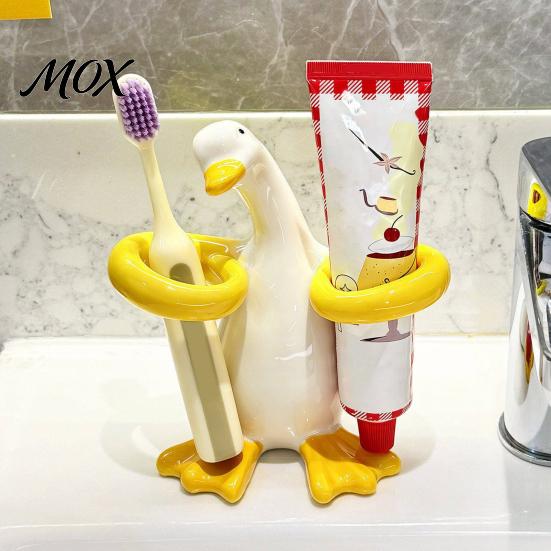 Durable Ceramic Bathroom Organizer Duck Shape Toothbrush Holder, Electric Stand, Stand Cute Countertop Organizer, for Bathrooms Sturdy Toothpaste