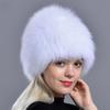 Зимние меховые шапки для женщин Натуральный мех арктической лисы Теплая толстая вязаная Модная стильная шапка-бини для девочек для улицы и снега