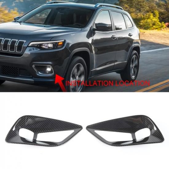Накладка на передний противотуманный фонарь автомобиля, декоративные накладки для Jeep Cherokee + Углеродное волокно