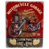 [A0296] - Retro Metal Sign 'Motorcycle Garage' Red Black Vintage - 25x20 Cm