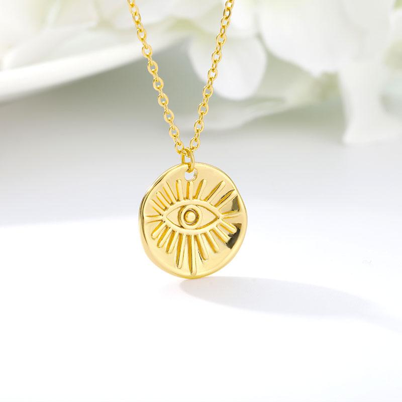 Boho Evil Eye Coin Necklaces Pendant Color Round Necklaces For Women Men Stainless Steel Charm Geometry Jewelry Party Gifts