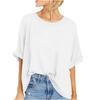 Women's Short Sleeve Dressy Solid Color Loose Top Summer Round Neck Loose Casual T-Shirt