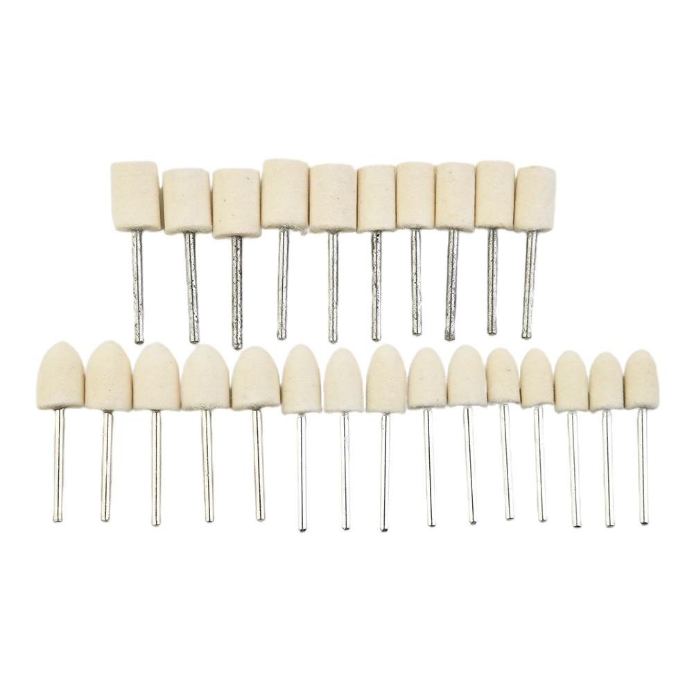 Fixture Felt Buffing Wheels Power Tool 25pcs Parts White Silver Buffer Disc