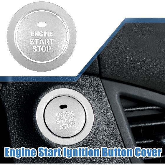 Engine Start Stop Ignition Button Overlay Cover Decal Interior Trim Sticker for Hyundai Sonata 2011-2014 Aluminum Alloy Silver Tone