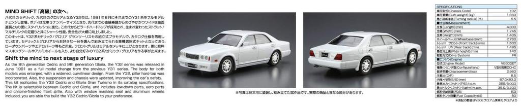Aoshima Bunka Kyozai Серия моделей автомобилей 92 Nissan Y32 Gran Turismo Ultima 1992 Пластиковый модельный набор ООО. (АОСИМА) 1/24 Нет. Седрик/Глория