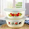 Clear Pattern Enamel Basin Useful Corrosion Resistance with Lid Salad Pasta Enamel Bowl