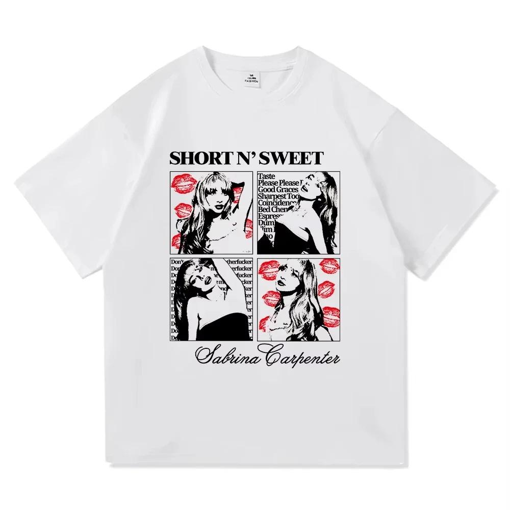 Summer New Sabrina Carpenter Short N' Sweet Tour 2025 T-Shirt Fashion Vintage T-Shirt Women's High Quality Breathable Tees Shirt