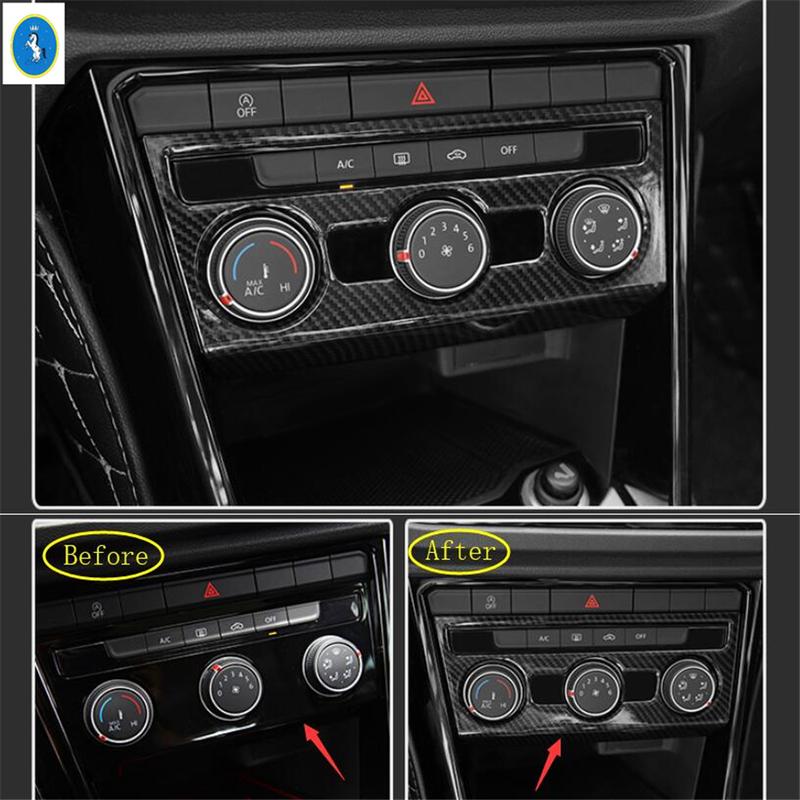 Car Accessories Window Lift Button / Water Cup / Pillar A Speaker Cover Trim For Volkswagen T-Roc T Roc 2018 - Carbon Fiber