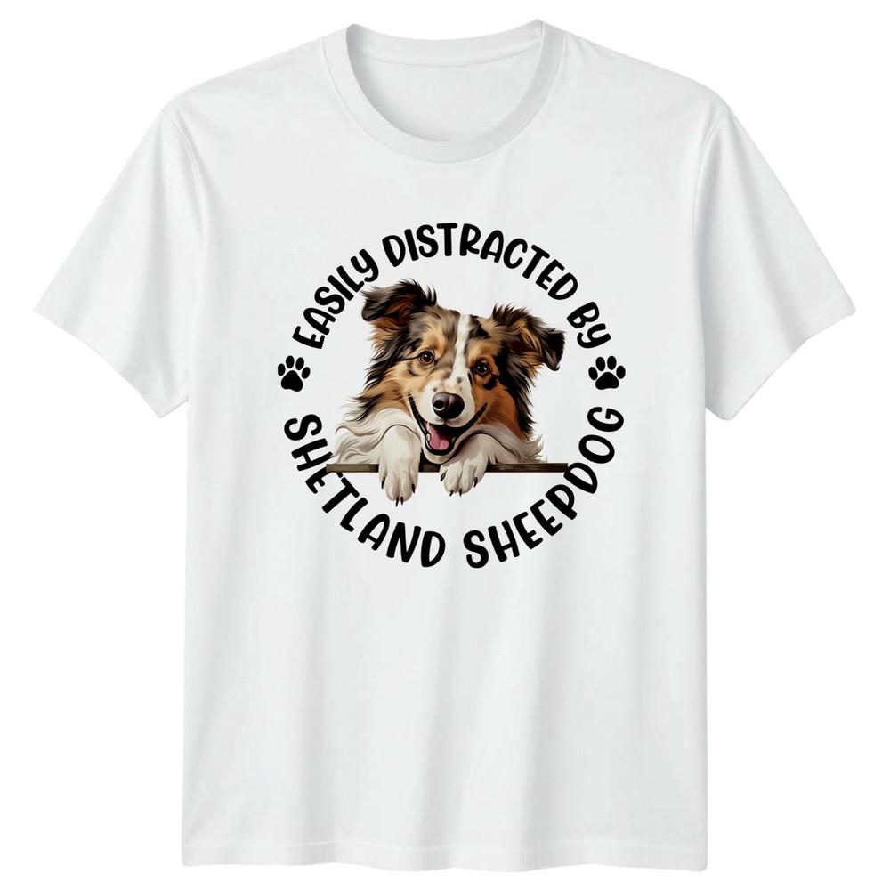 Easily Distracted By Shetland Sheepdog Unisexs TShirt Unisexs Tee Graphic Top