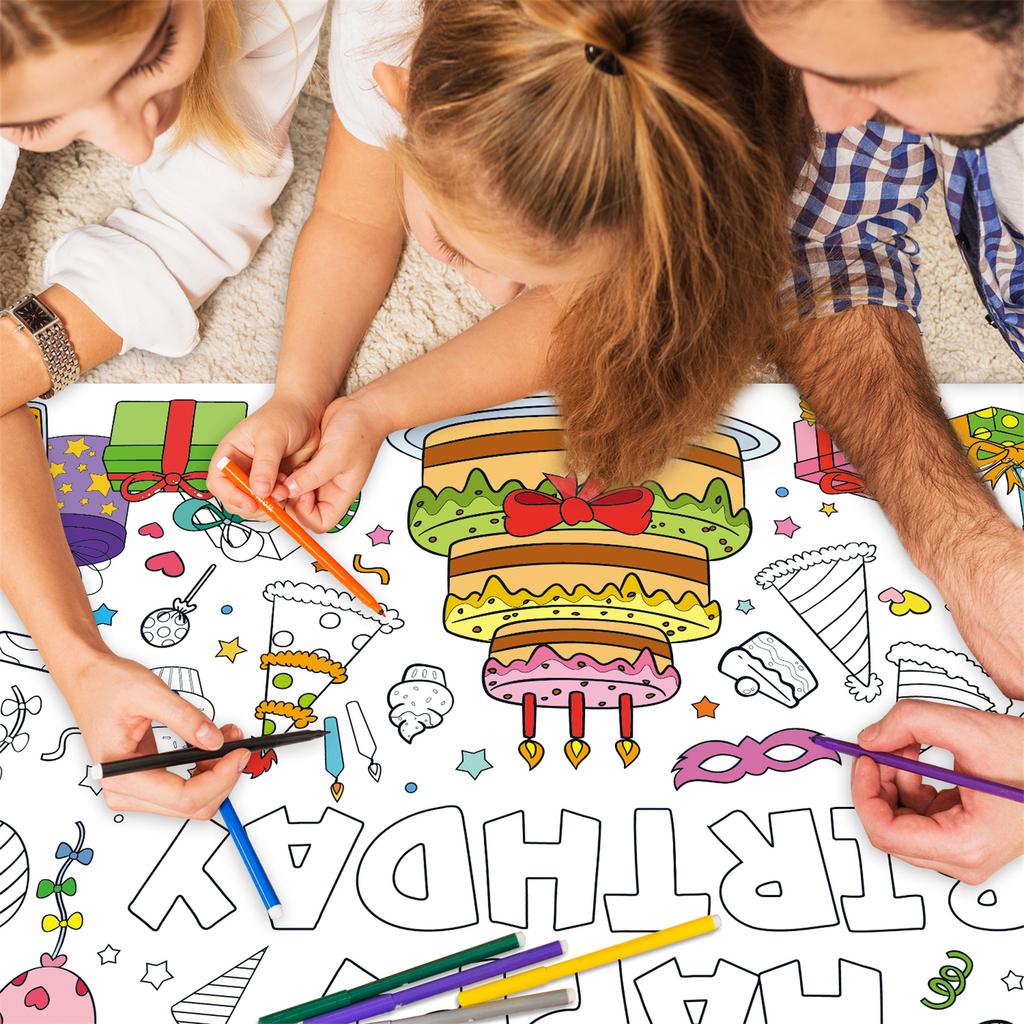 Раскраски на день рождения Книги для рисования для детей Раскраска Плакат Раскраска Скатерть для мальчиков и девочек Космос День рождения Товары для вечеринки 