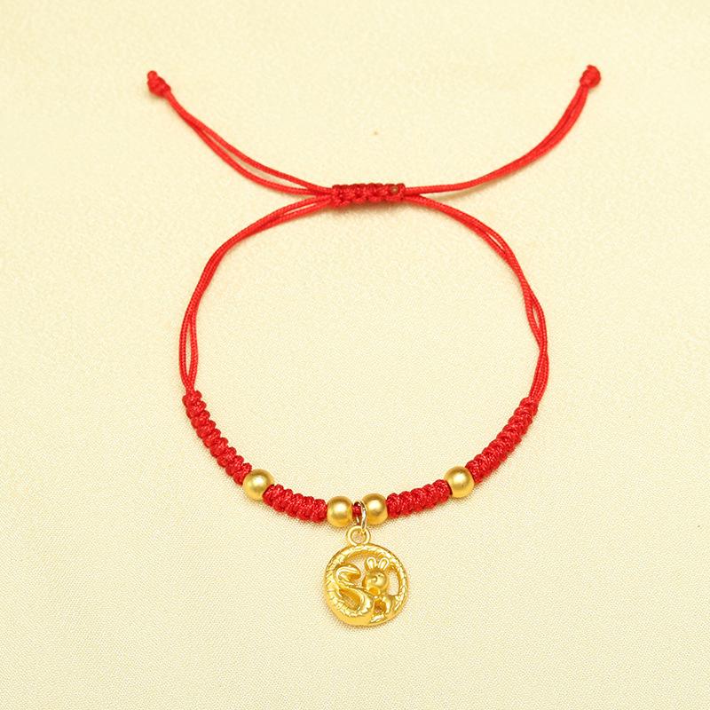 Модный браслет на удачу в год змеи из красной веревки, плетеный браслет в китайском стиле со знаком зодиака змея, мультяшный милый браслет со змеей, новогодний подарок