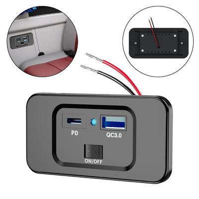 Двойной USB PD QC3.0 автомобильное зарядное устройство гнездо лодка автофургон быстрая зарядка розетка светодиодный адаптер питания панель 36 Вт DC12V-24V