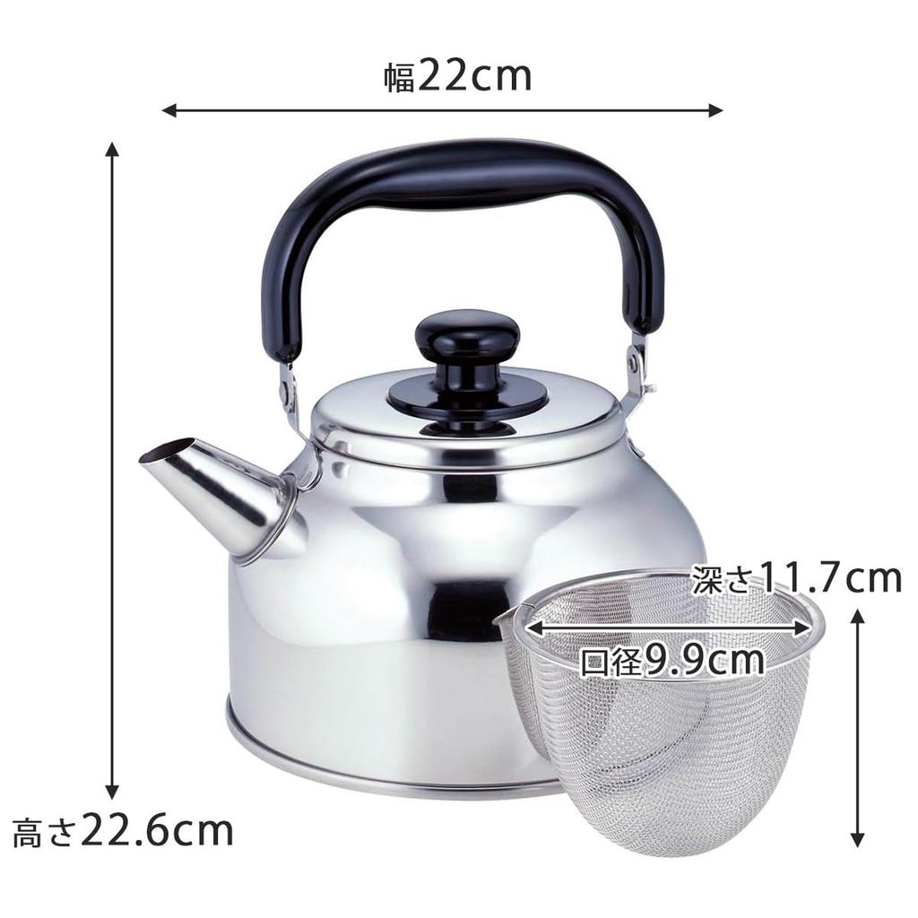 Shimomura Kihan Stainless Easy To Induction Made In 37539 Kettle, 2.6L, Steel, Use, Compatible, Japan,