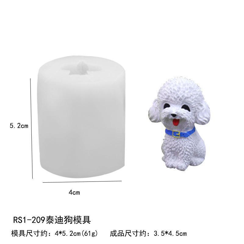 3D Teddy Chai Dog Aromatherapy Candle Fragrance Stone Gel Drop Decoration Silicone Mold Diy Dog Cat Plaster Mold