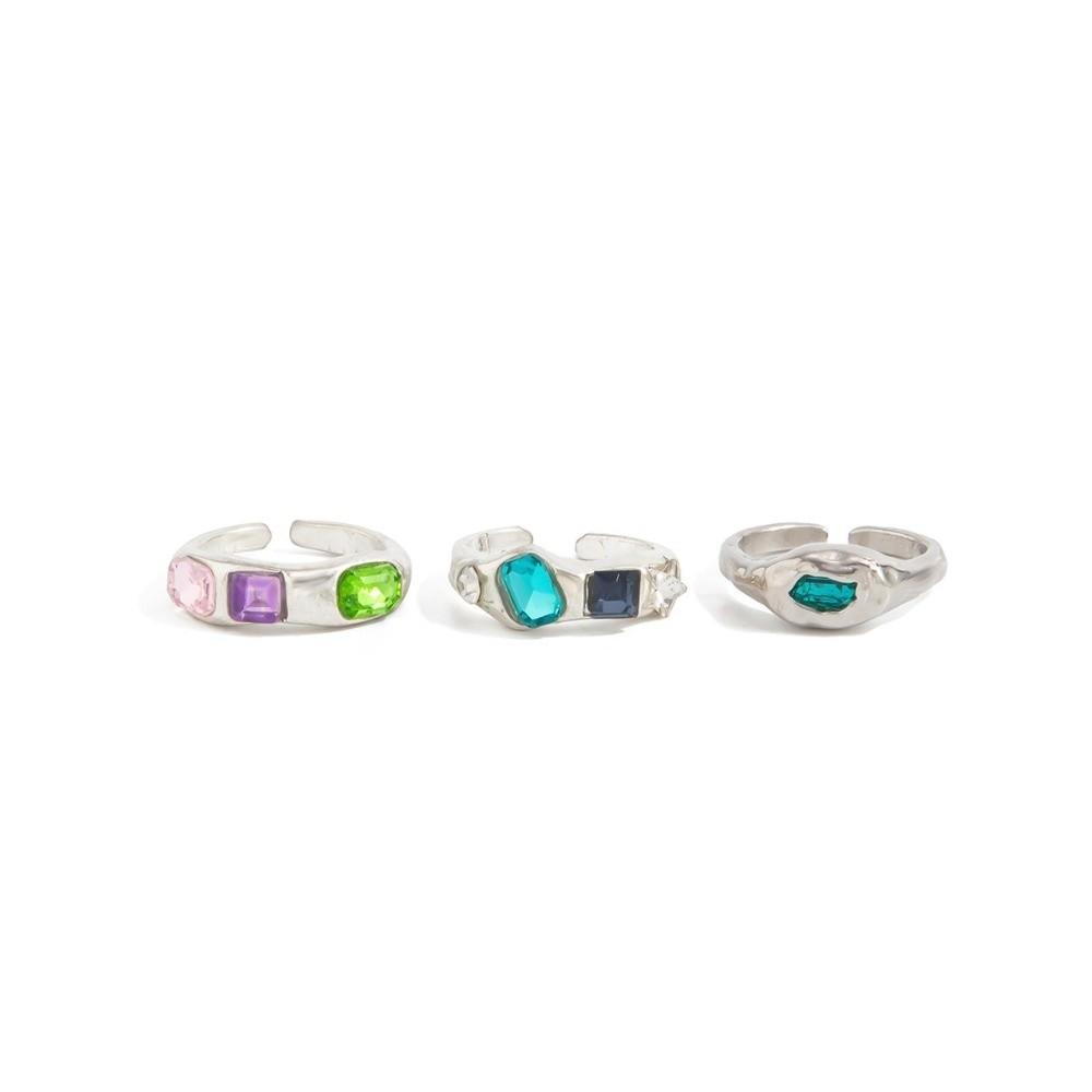 5PCS/3PCS Stackable Open Foot Rings Polished Finish Beach Jewelry Colored Gemstone Toe Rings Bridal