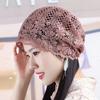 Women's Spring and Summer Flower Hollow Breathable Head-Wrapping Hat Korean Style Fashionable Thin Headscarf Hat Elegant Lace Edge Slouchy Hat