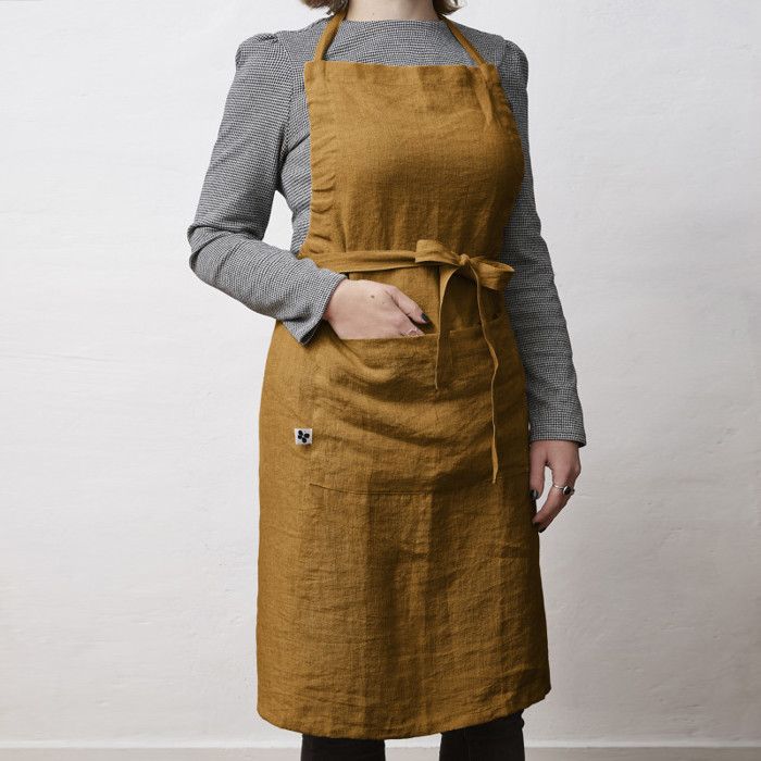 Tablier de Chef ajustable "Soline" 70 x 85 cm Lin lavé - Soline Caramel