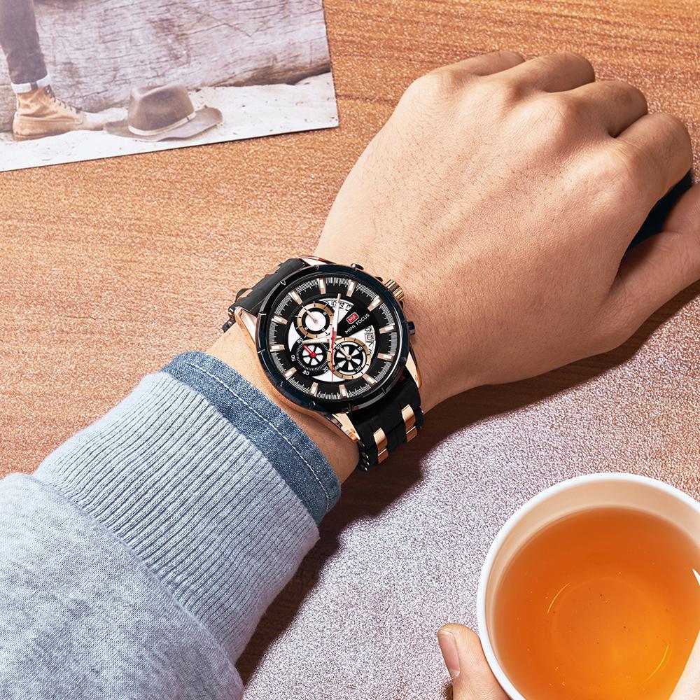 MINI FOCUS Брендовые многофункциональные спортивные мужские часы с календарем, водонепроницаемый силиконовый ремешок, мужские кварцевые часы