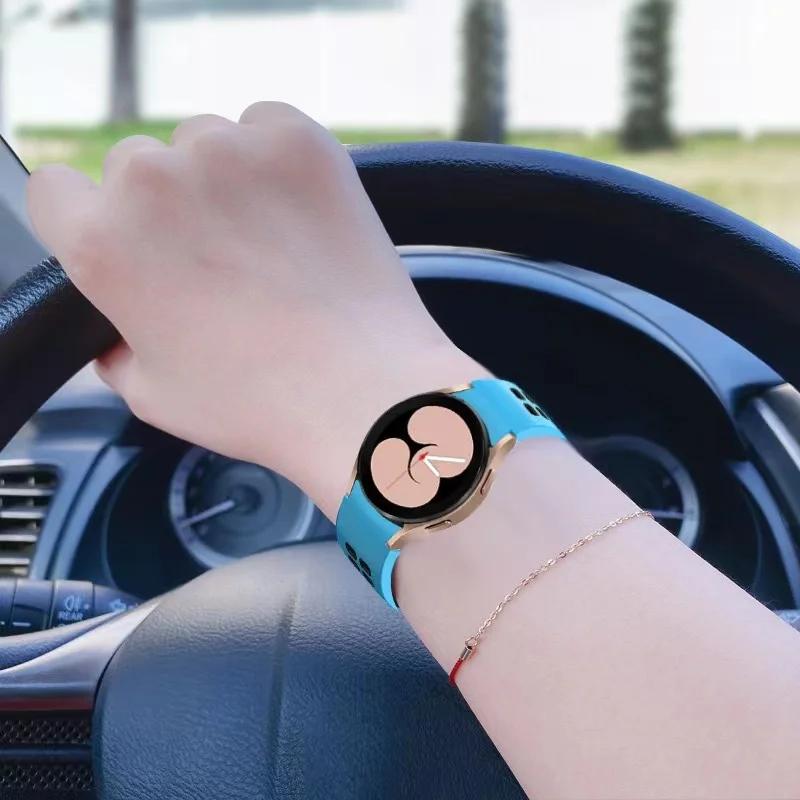 Силиконовый ремешок без зазора для Samsung Galaxy Watch 7/6/5/4 44мм 40мм 5 Pro 45мм Двухцветный браслет Часы 6 4 Classic 47мм 43мм Ремешок
