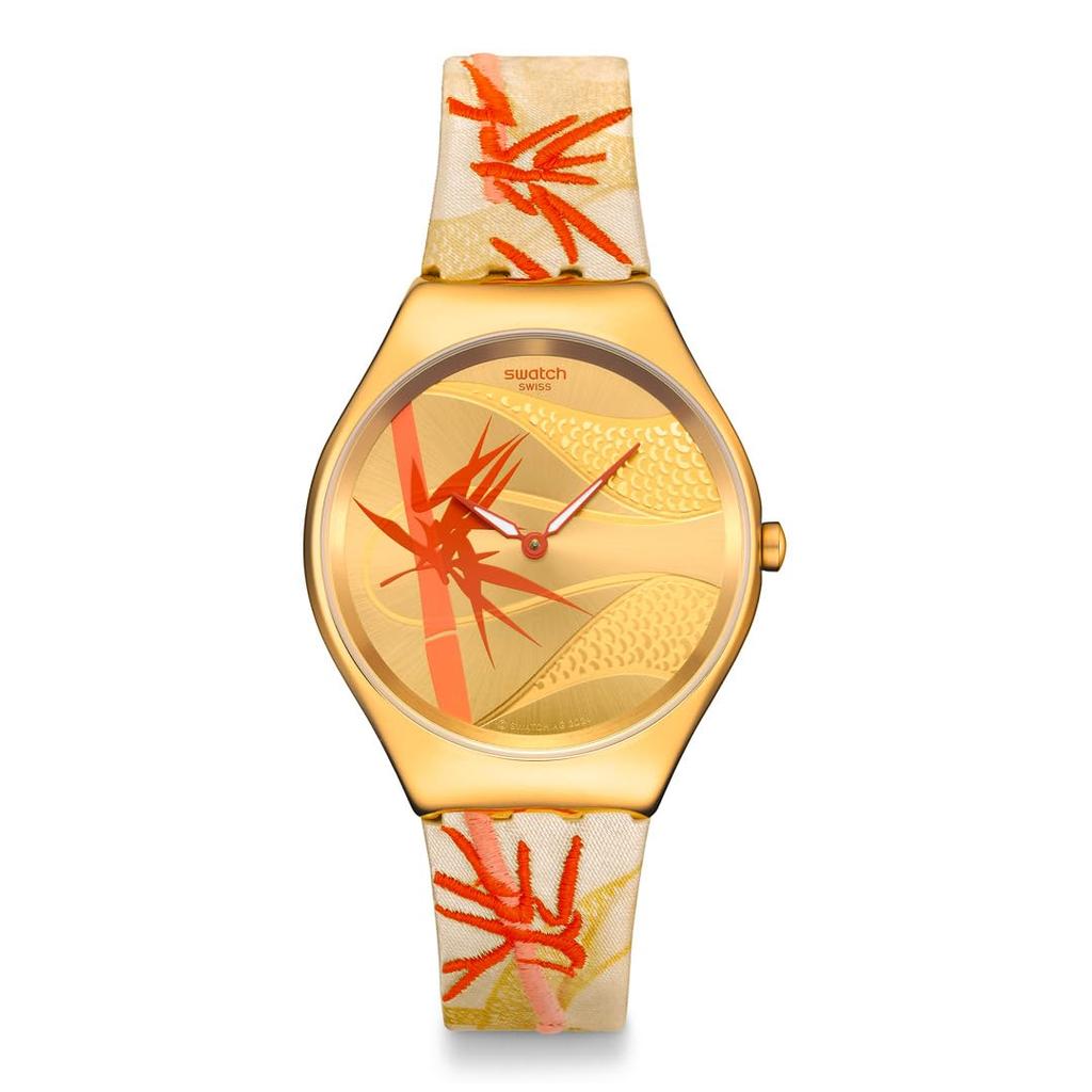 Watch GOLDEN RED BAMBOO SYXZ105 Beige [Swatch] Women's