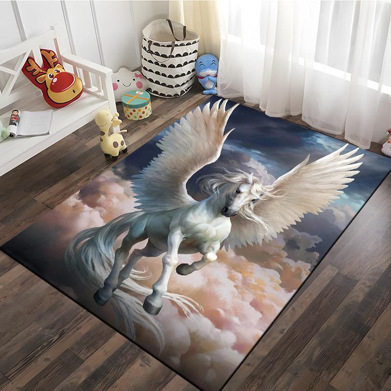 3D Ковер с Мультяшным Рисунком Единорог Большой Игровой Ковер для Гостиной Детской Спальни Дивана Кухни Украшение Нескользящий Коврик для Пола Ребенка