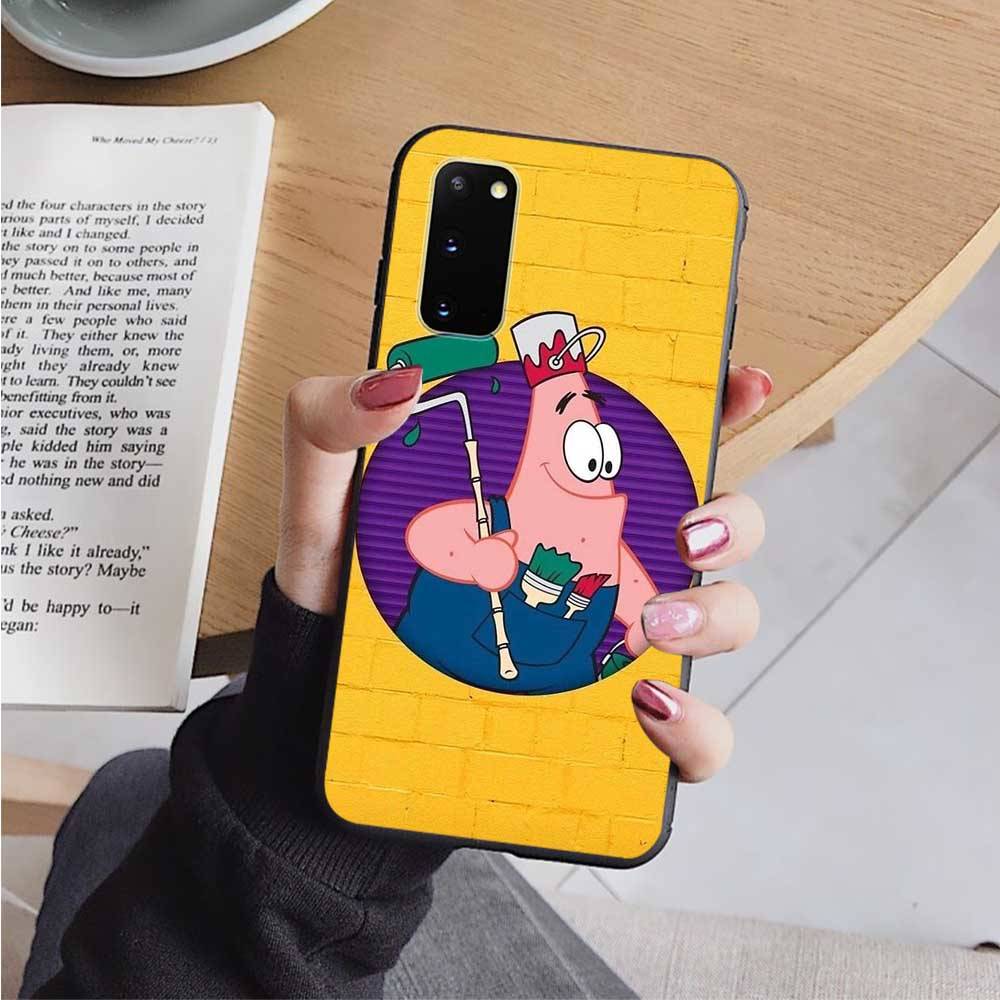 AS18 Spongebob Cartoon Black Case for Samsung Note 20 Lite S24 Ultra S23 S22 A05 A06 A11 A71 A15 A16 A13 A24 A25 A33 A52 A53 M55 M35 Sofe Cover