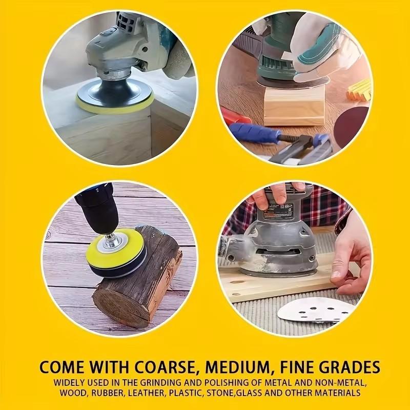 10 шт. 6-дюймовые шлифовальные диски с 6 отверстиями на липучке, наждачная бумага зернистостью 60-600 для орбитальной шлифовальной машины