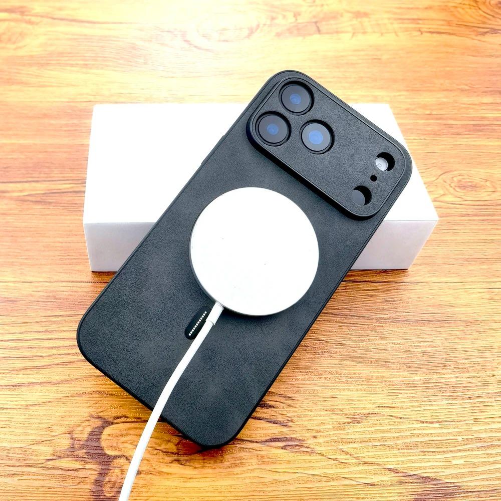 Роскошный чехол из искусственной кожи Magsafe для iPhone 17 Air 16 16 E 15 14 13 12 11 Pro Max Plus Ударопрочный Матовый Защита камеры