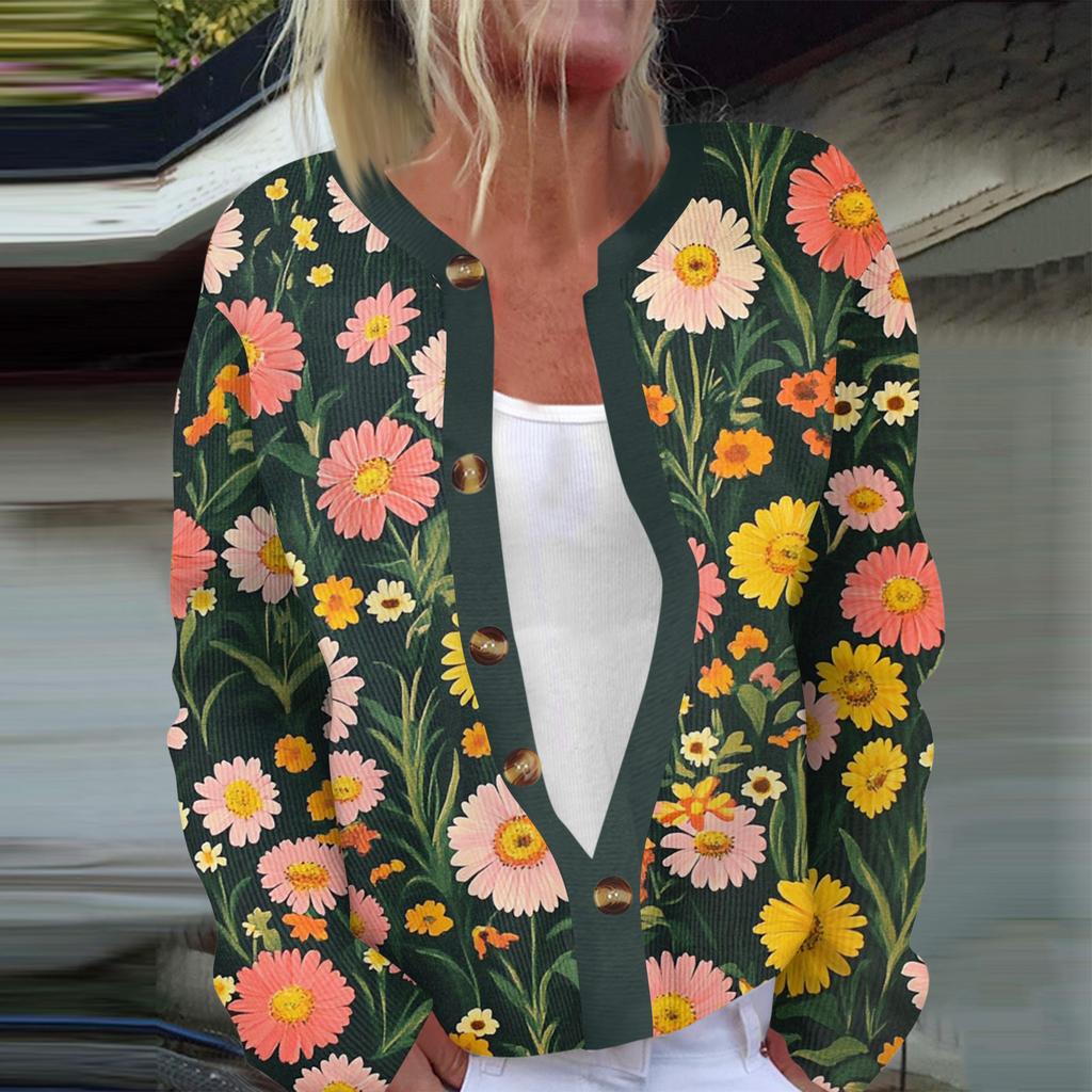 Women's Fashion Long Sleeve Christmas Snowman Snowflake Print Jacket Cardigan