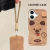 Милый мультяшный щенок печатный кожаный чехол + защитный чехол со шнурком мягкий силиконовый чехол для iPhone