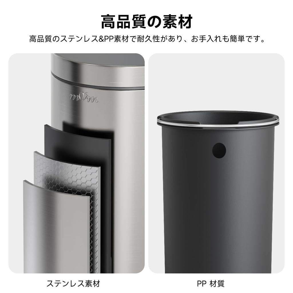 MVm Набор мусорных ведер 12 л и 3 л со стильным нержавеющим скрытым мешком для гостиной и офисов, 2, Вместимость, Крышки, Сталь, Бесшумный, С педальным управлением, Дизайн,