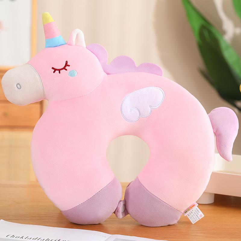 42x35 см мультяшная подушка в форме единорога U-образной формы, плюшевая милая подушка в виде кита, ленивца, единорога, льва, динозавра, мягкая, с эффектом памяти, для кукол