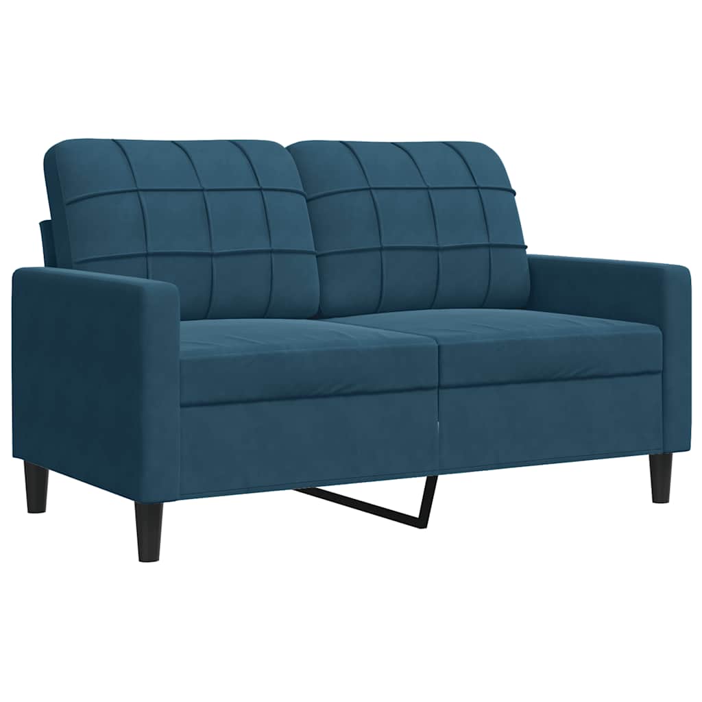 3 Piece Sofa Set with Cushions Blue Velvet