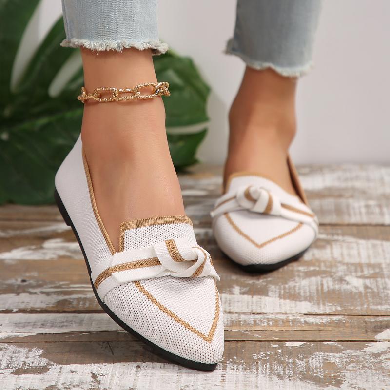 Женские лоферы-балетки с бантом, остроносые, сетчатые, повседневные, удобные для ходьбы, женские, легкие, на шнуровке, на мягкой подошве, балетки, Zapatos De Mujer