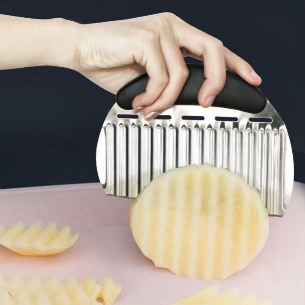 Ergonomic Handle French Fries Cutter Heavy Duty Vegetable Chopper Crinkle Cutter for Fruits