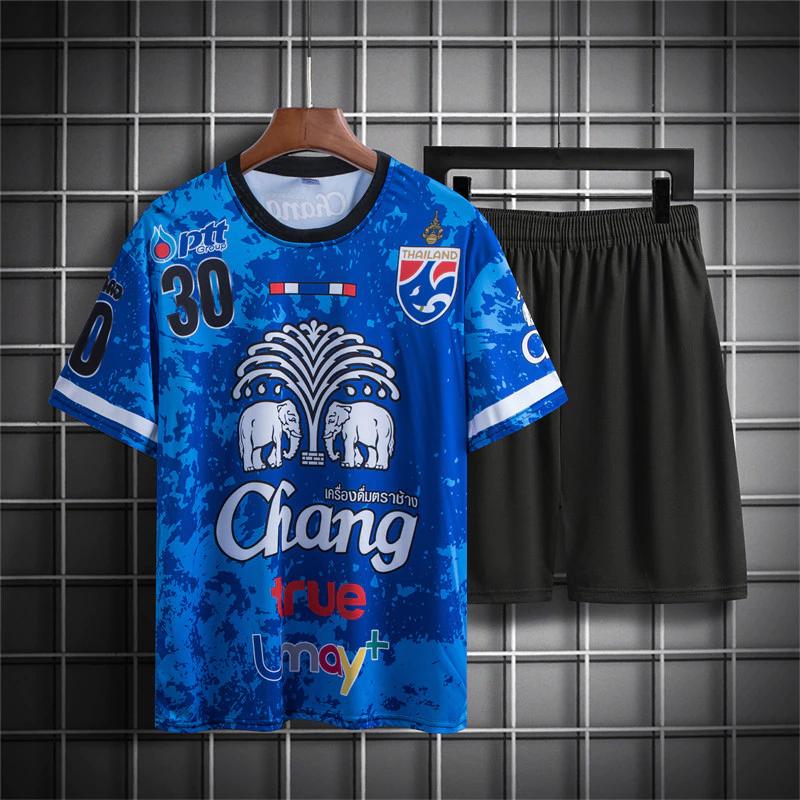 Футболка сборной Таиланда по футболу SOCCER NATION TEAM JERSEY SHIRT HOME FAN с принтом, круглый вырез, унисекс, для мужчин и женщин, быстросохнущая, с коротким рукавом, спортивная форма с логотипом слона