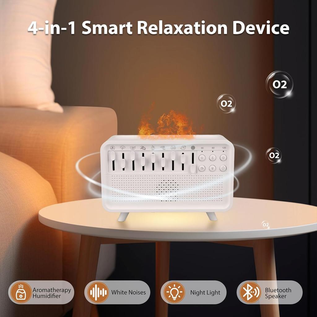 Светодиодная машина для сна со звуками природы, портативный BT-динамик с таймером, увлажнитель для эфирных масел для спальни, гостиной, прикроватной тумбочки