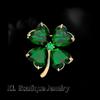 Lucky Four-leaf Clover Brooch French Retro Emerald Corsage Fixed Clothes Anti-emptied Pin Buckle for Women Wedding Dress Jewelry