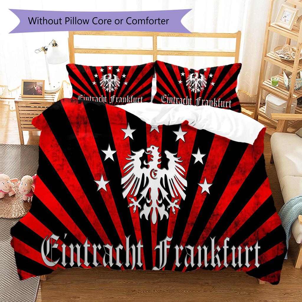 Eintracht Frankfurt Pattern Bedding Quilt Set Quilt Cover Pillowcase Home Decoration Birthday Gift (1 * duvet cover + 2 * pillowcase, without core)