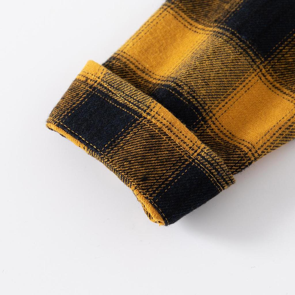 New Childrens Plaid Long-sleeved Shirt Spring Lapel Comfortable Cotton Shirt Korean Handsome Boy Shirt