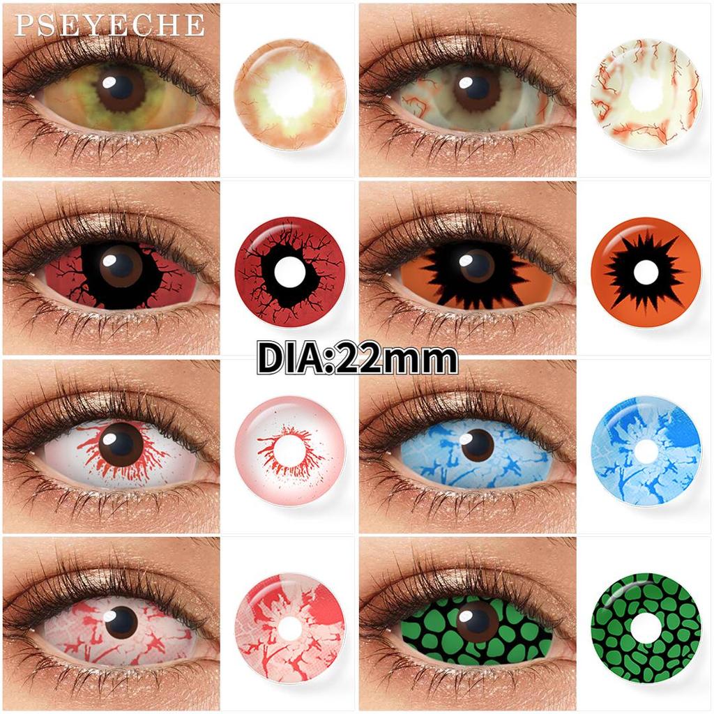 22 мм розовые линзы для склеры с кровью, омега-оранжевые контактные линзы для Хэллоуина, страшные линзы для глаз зомби, глаза ящерицы, контактные линзы для косплея