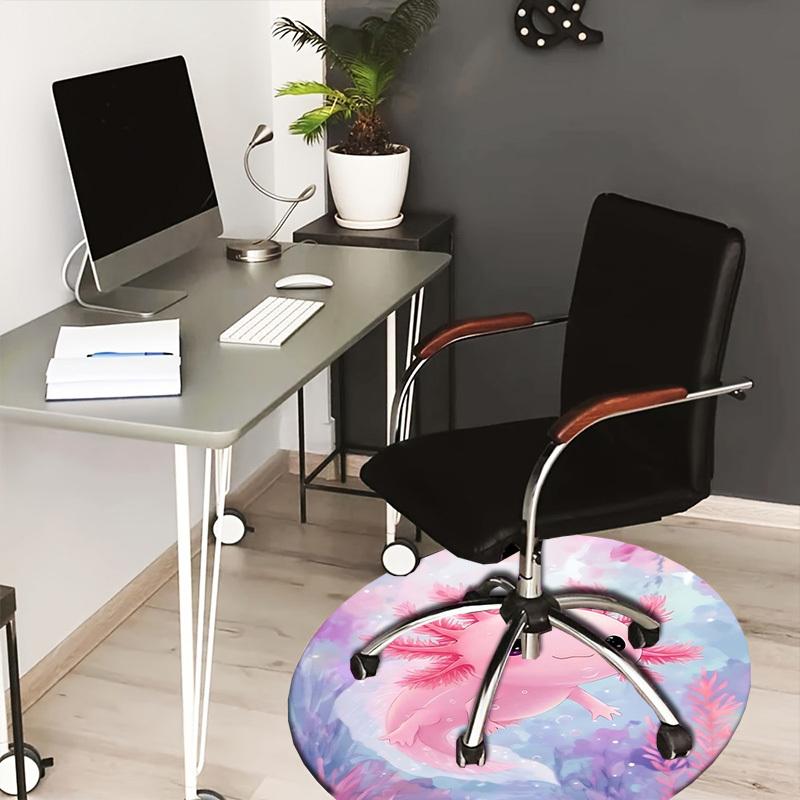 1PC Axolotl Ocean Non-Slip Floor Round carpet, Office, family, bedroom, Large Area Rug Indoor Rugs,  Durable Polyester-Z0413