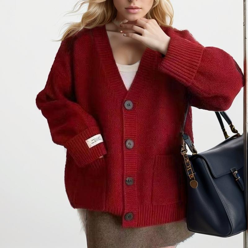 Осенний женский свитер Вязание Базовый модный кардиган с длинным рукавом Свободное повседневное тонкое пальто