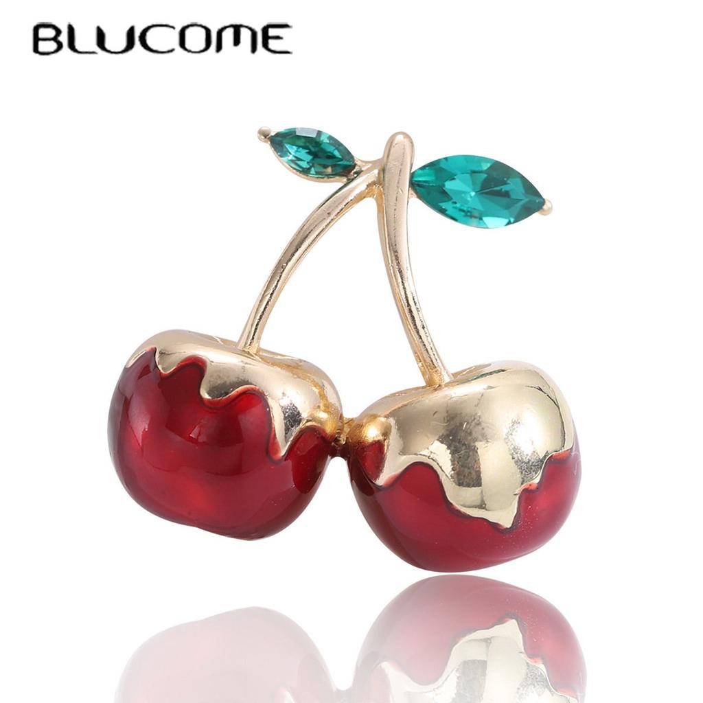 Blucome Эмалированные кремовые броши с вишней для женщин, унисекс, фрукты, летняя вечеринка, офисная брошь, булавки, подарки