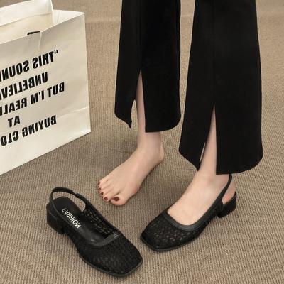 Французские сандалии на толстом каблуке с закрытым носком, темпераментные нишевые туфли-лодочки, женские новинки 2025 года, ретро, под юбку, Мэри Джейн, на высоком каблуке